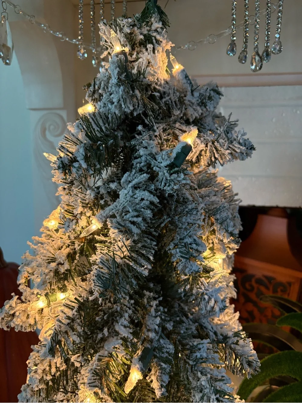 Bethlehem Flocked Slim LED Christmas Tree - White Snow Effect